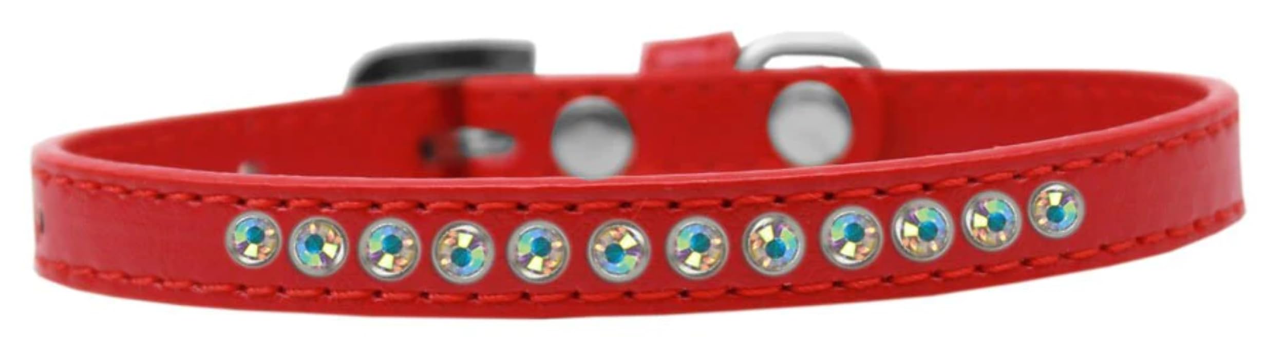 Dog, Puppy & Pet Fashion Collar, Aurora Borealis Crystal Rimsets Red 8
