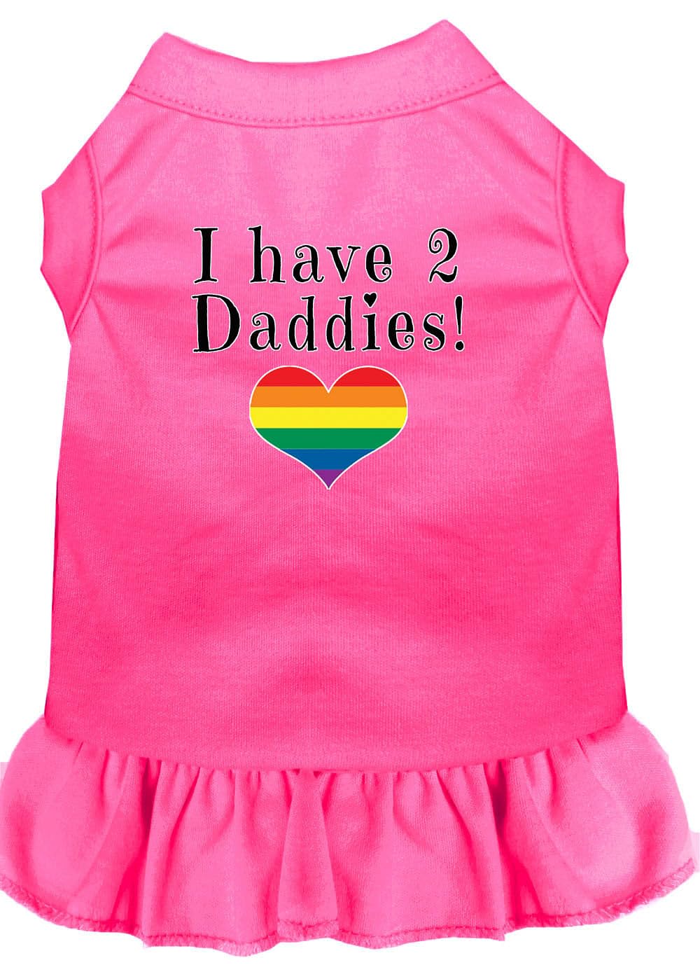Pet Dog & Cat Dress Screen Printed, "I Have 2 Daddies" Bright Pink 2XL (20-25 lbs.)