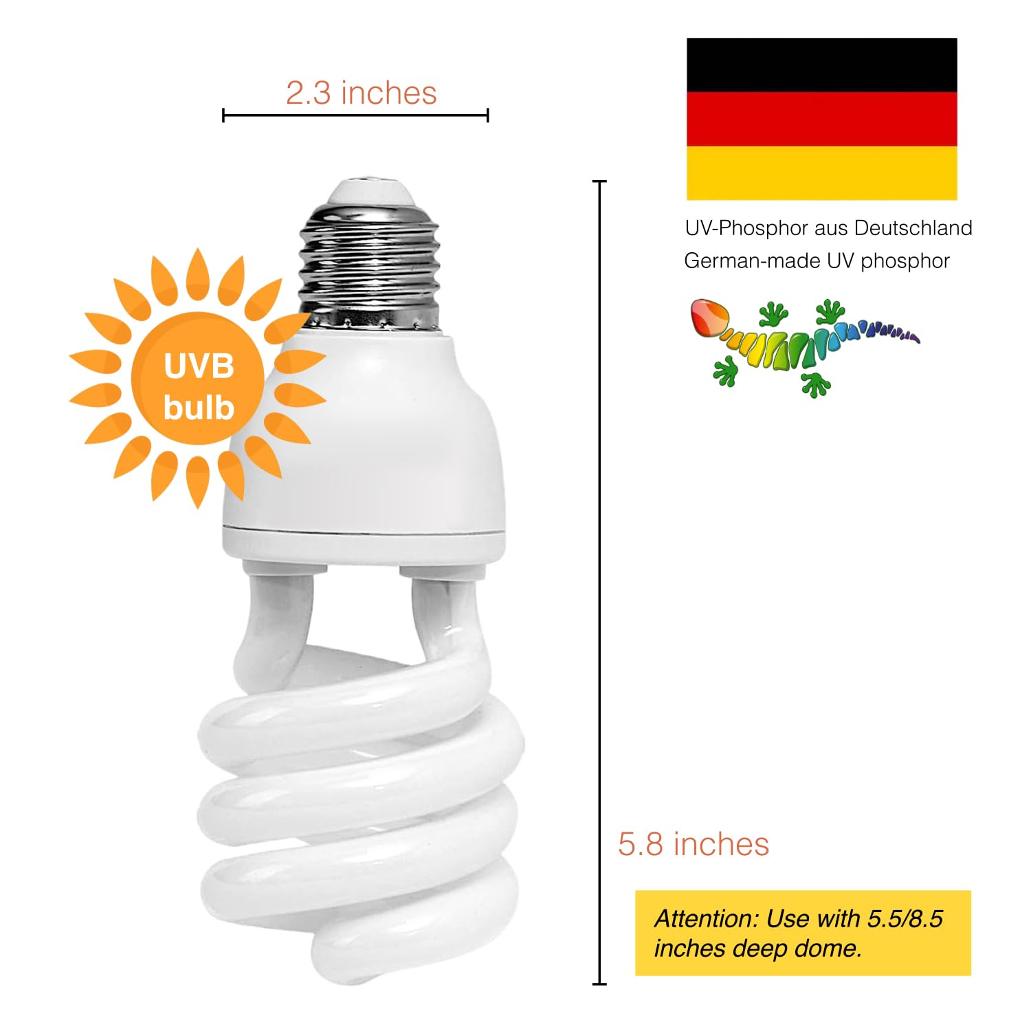 Mrreptile Uvb Reptile Lamp Light, 24W 10.0 Uvb Bulb Light For Reptiles, Uva Uvb Reptile Light, Desert Reptiles Uvb Lamp For Bear