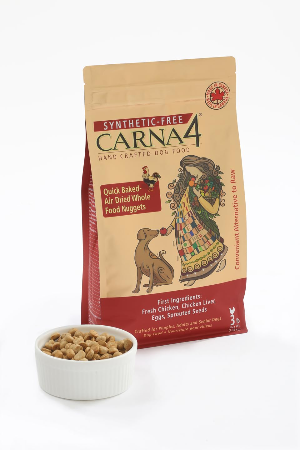 CARNA4 All Life Stages Chicken Formula Dry Dog Food (3 Pound, Chicken)