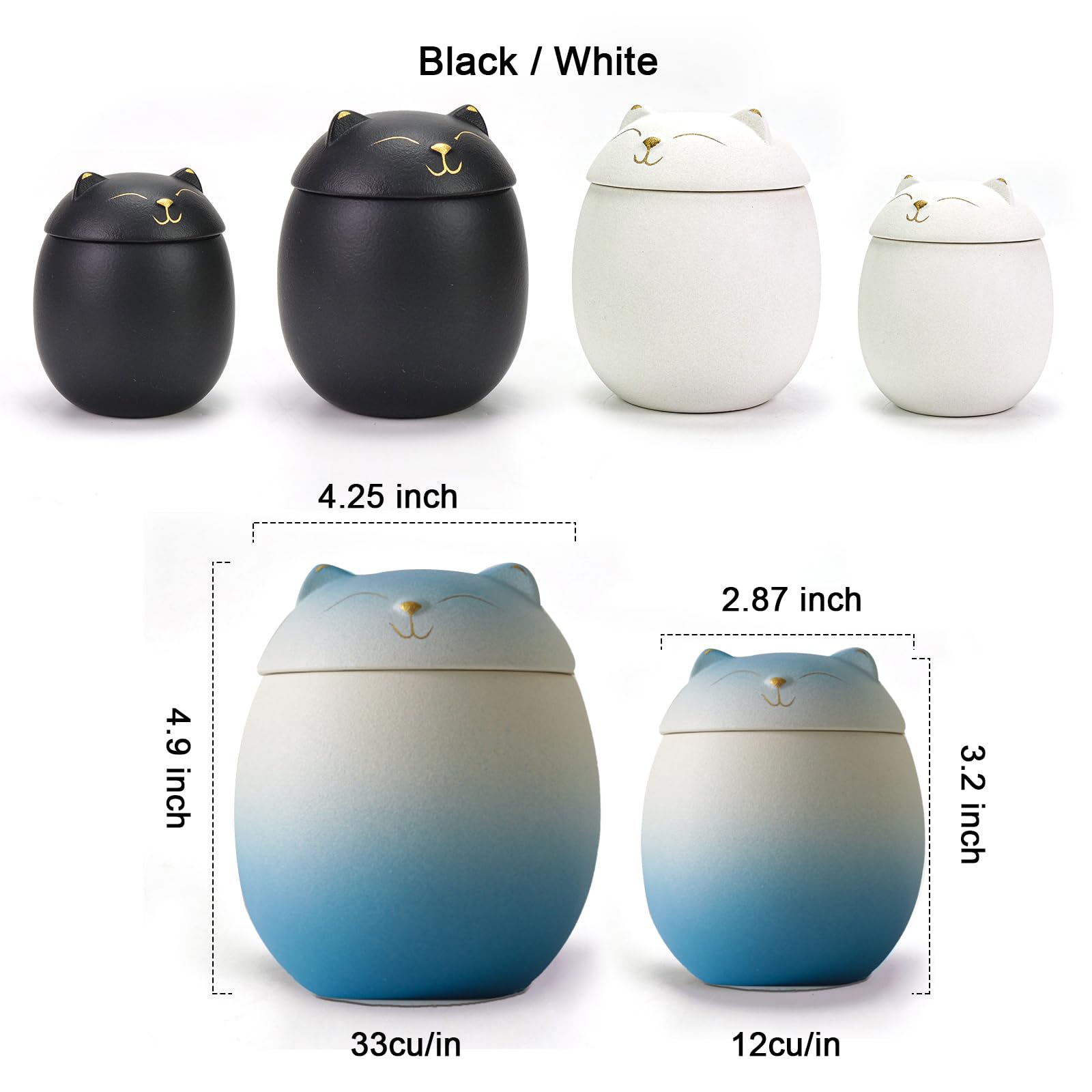 Meetpet Cat Urn Dog Urn Sized 3.2X2.9 And 4.9X4.25. A Smiley-Cat Pet Urn With A Memoria Card.Cat Urns For Ashes For Your Pet (33