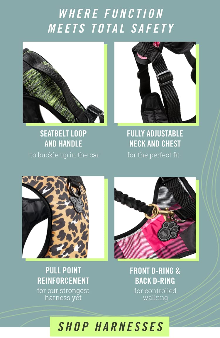 Canada Pooch No Pull Dog Harness Adjustable Dog Harness For Walking Dogs Seat Belt Harness, Front & Back D-Rings For Comfort & Control - Splatter/L