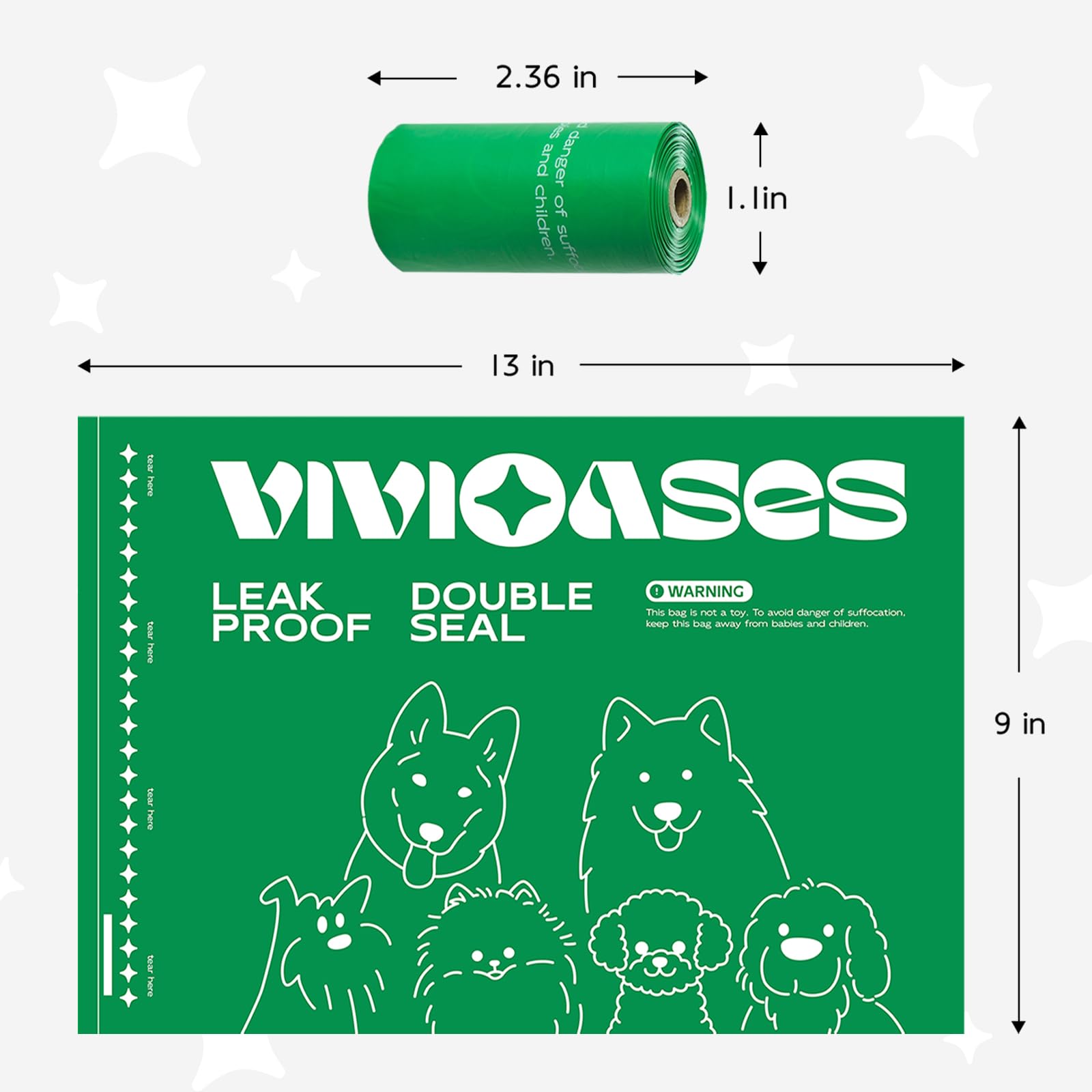 240 Count Dog Poop Bags Rolls, 9'' X 13'' Dog Bags For Poop, 100% Leak Proof And Strong Sturdy Doggie Poop Bags, Pet Waste Bags,