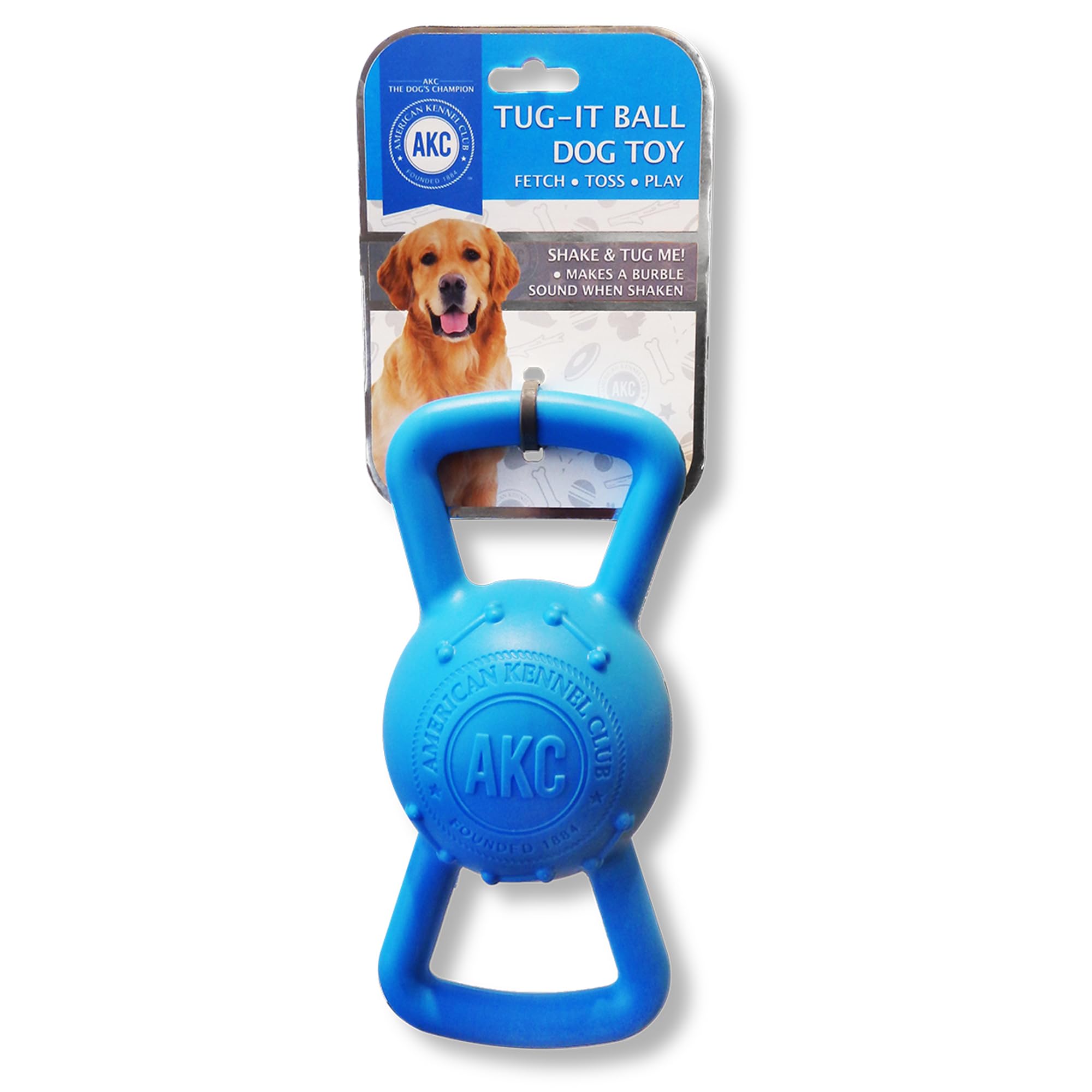 American Kennel Club Tug It Ball Dog Toy  Durable Tpr Interactive Tug And Shake Toy With Funny Burble Sound For Dogs, Great For