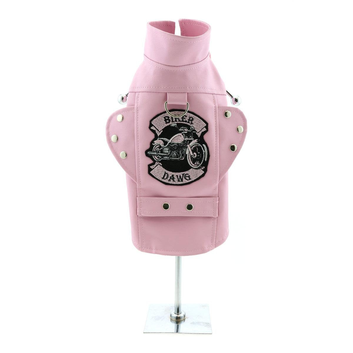 Doggie Design Biker Dawg Motorcycle Dog Jacket (X-Small, Pink)