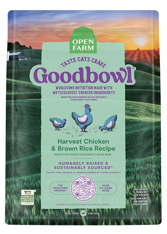 Open Farm Goodbowl, Protein Rich Dry Cat Food Made from Meticulously Sourced Simple Ingredients, Harvest Chicken & Brown Rice Re