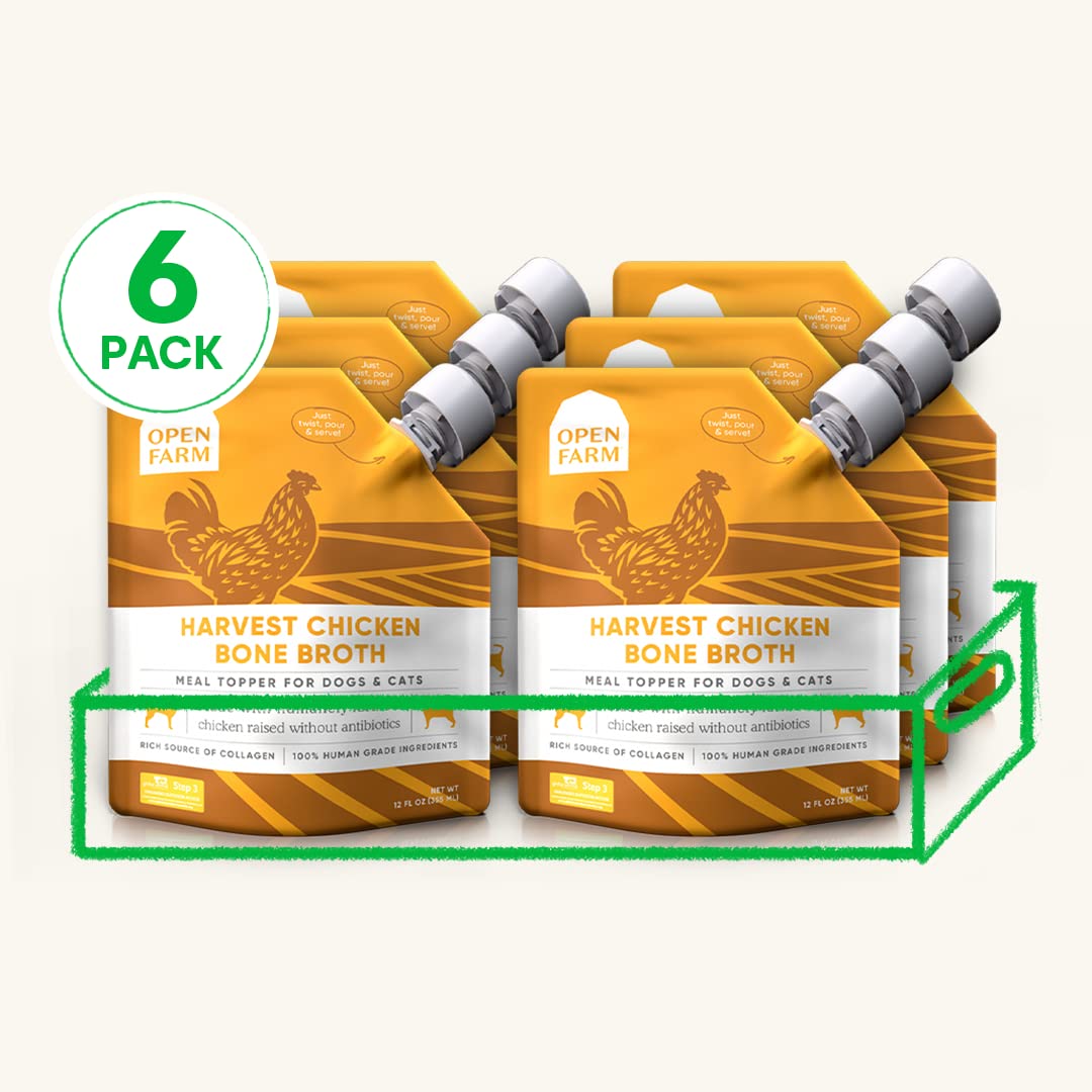 Open Farm Bone Broth, Food Topper for Both Dogs and Cats with Responsibly Sourced Meat and Superfoods Without Artificial Flavors