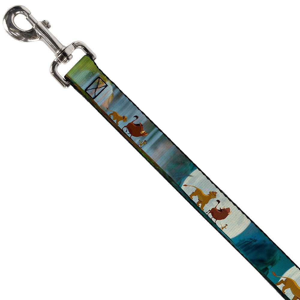 Buckle-Down Pet Leash - Lion King Simba, Pumba & Timon Growing Up - 6 Feet Long - 1/2' Wide