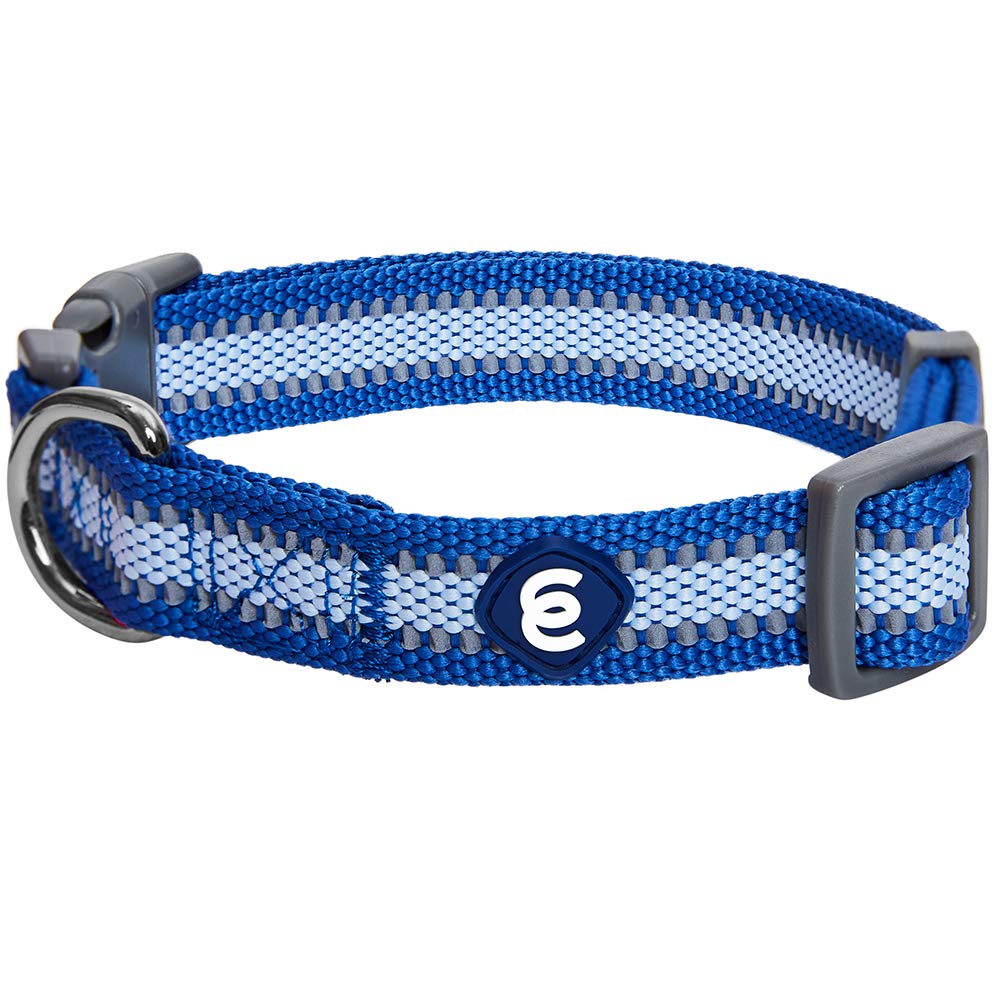 Blueberry Pet Essentials Matching Dog Collar | Adjustable Classic Solid Color Nylon Dog Collar | Reflective Navy Blue For Medium