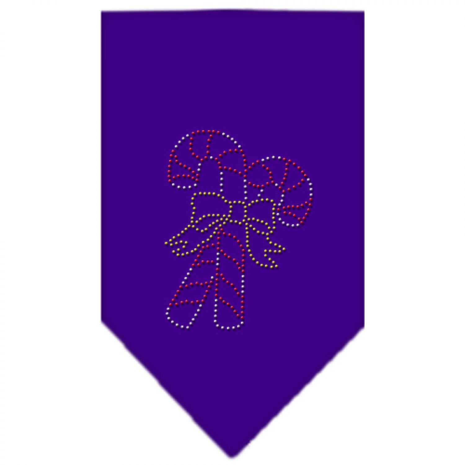 Christmas Pet and Dog Bandana Rhinestone, "Candy Canes" Purple Large