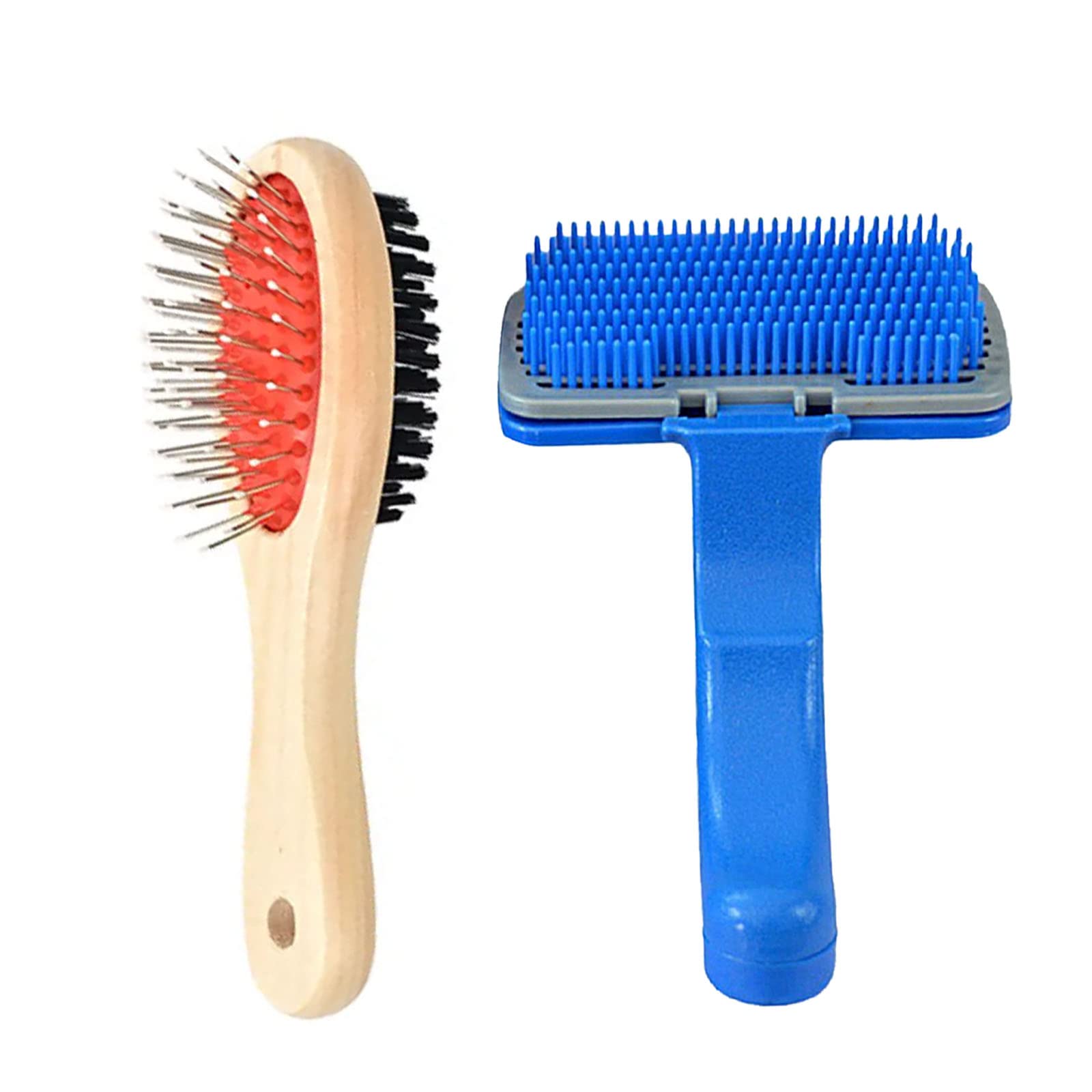Emily Pets Dog Grooming Kit Dog Plastic Slicker Brush with Press Key for Puppies and Dogs and 2 Sided Bristle Pet Grooming Brus