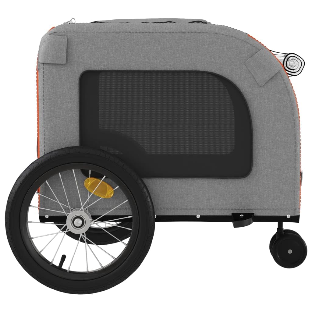 vidaXL Pet Bike Trailer Red/Gray - Oxford Fabric & Iron - 24.8 x 47.6 x 25.6 in - Mesh Windows, Reflectors, Safety Flag - Max Load 99 lbs