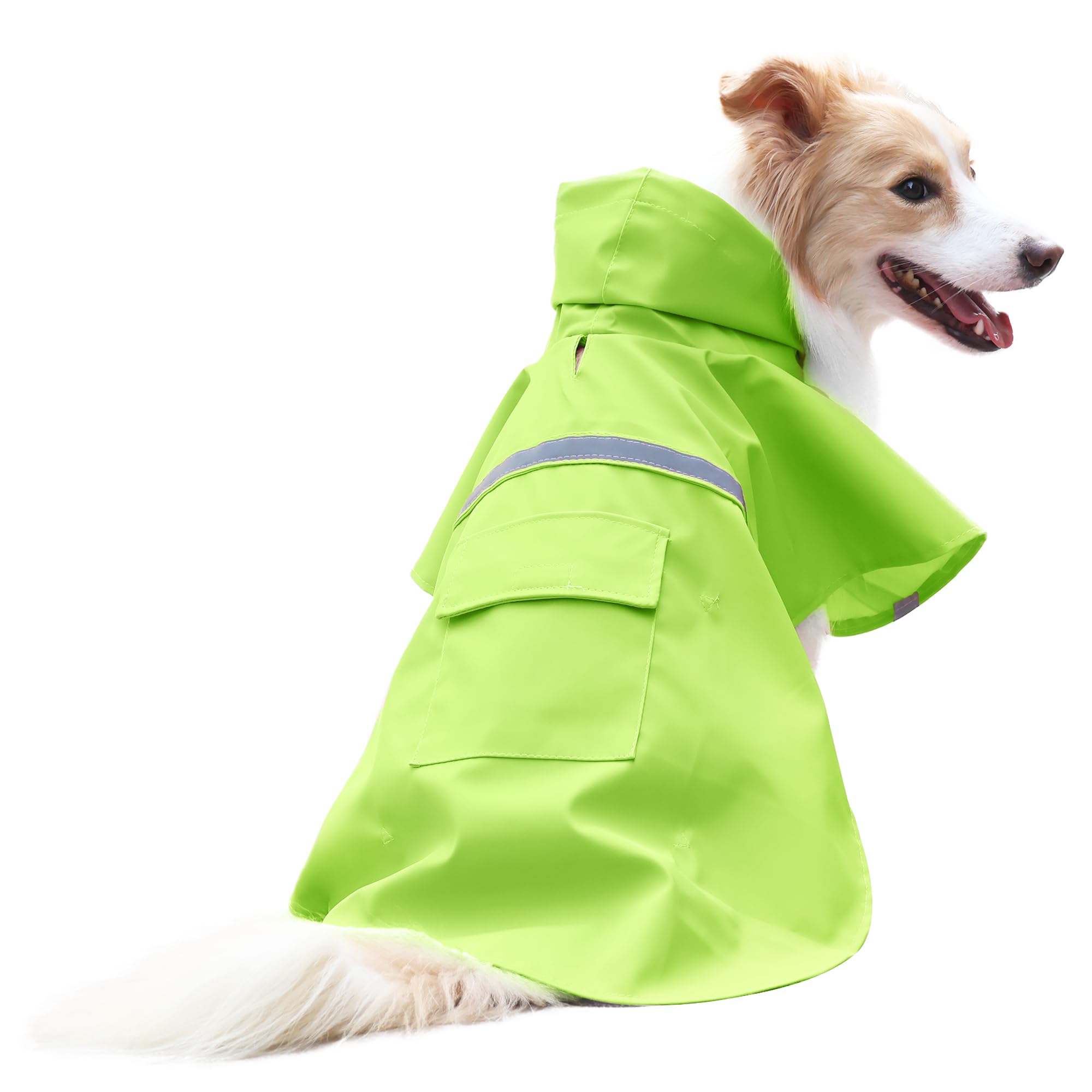 NACOCO Large Dog Raincoat Adjustable - Pet Water Proof Clothes Lightweight Rain Jacket Poncho Hoodies with Strip Reflective (XL,