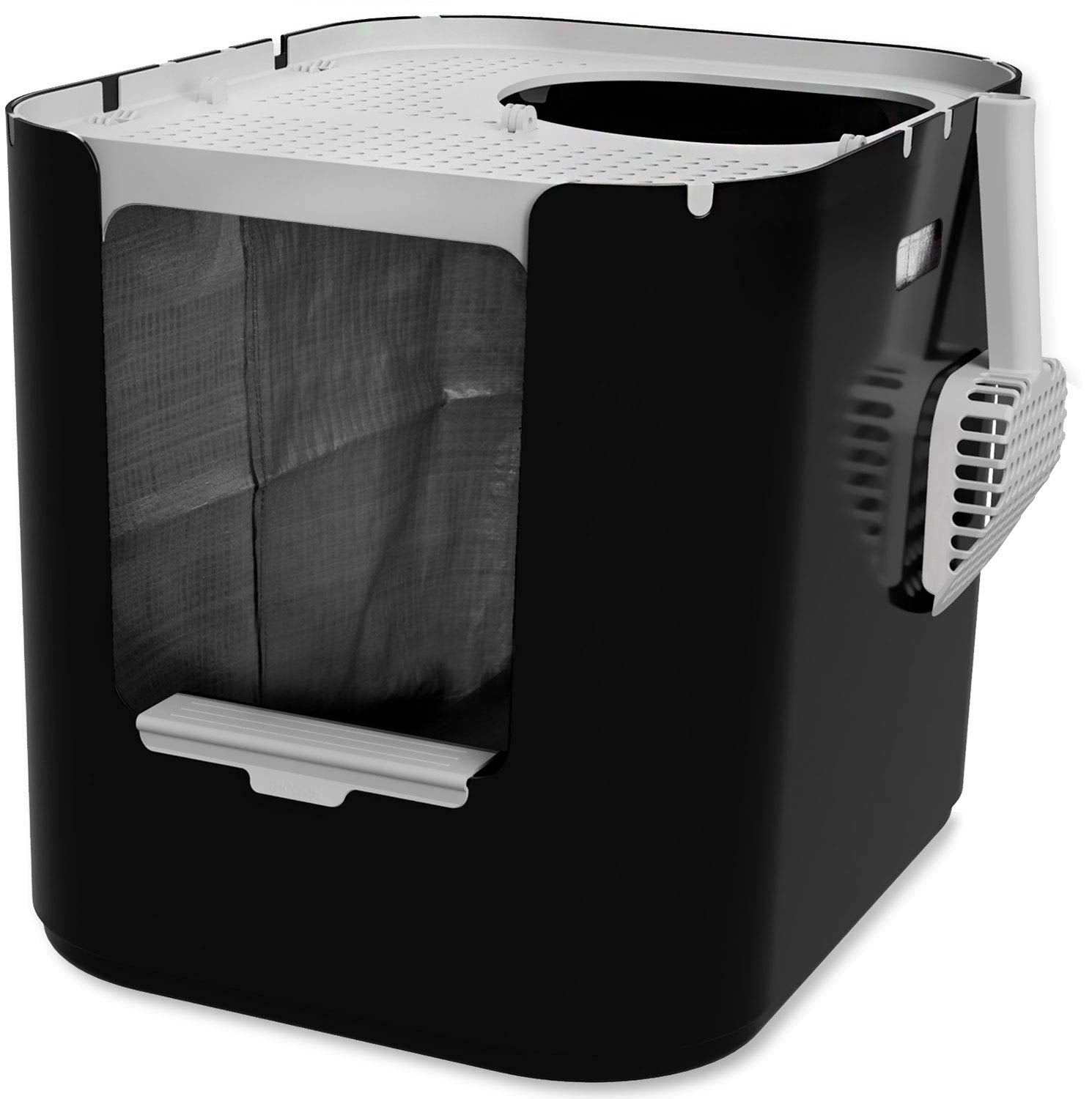 Modkat XL Litter Box - Extra Large Cat Litter Box with Top & Front-Entry Reusable Liners - Tall Base Keeps Mess Inside - Easy to