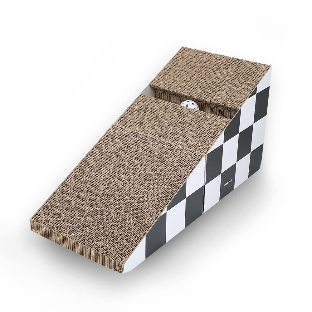 Cat Scratching Board with Ball, Triangle Cat Scratching Cardboard, Multiple Scratching Angles, 2-in-1 Scratching Lounge Bed, Rec
