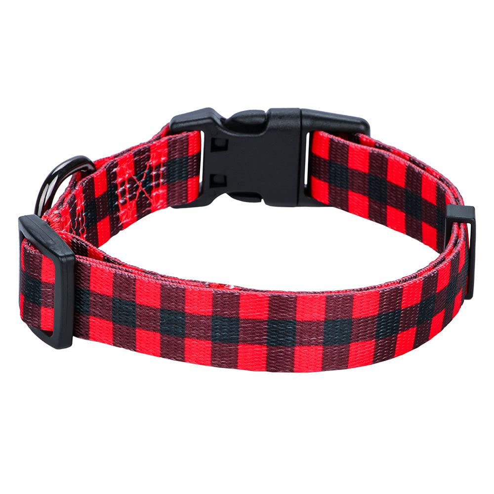 Rhea Rose Red Black Checkered Dog Collar Large Size