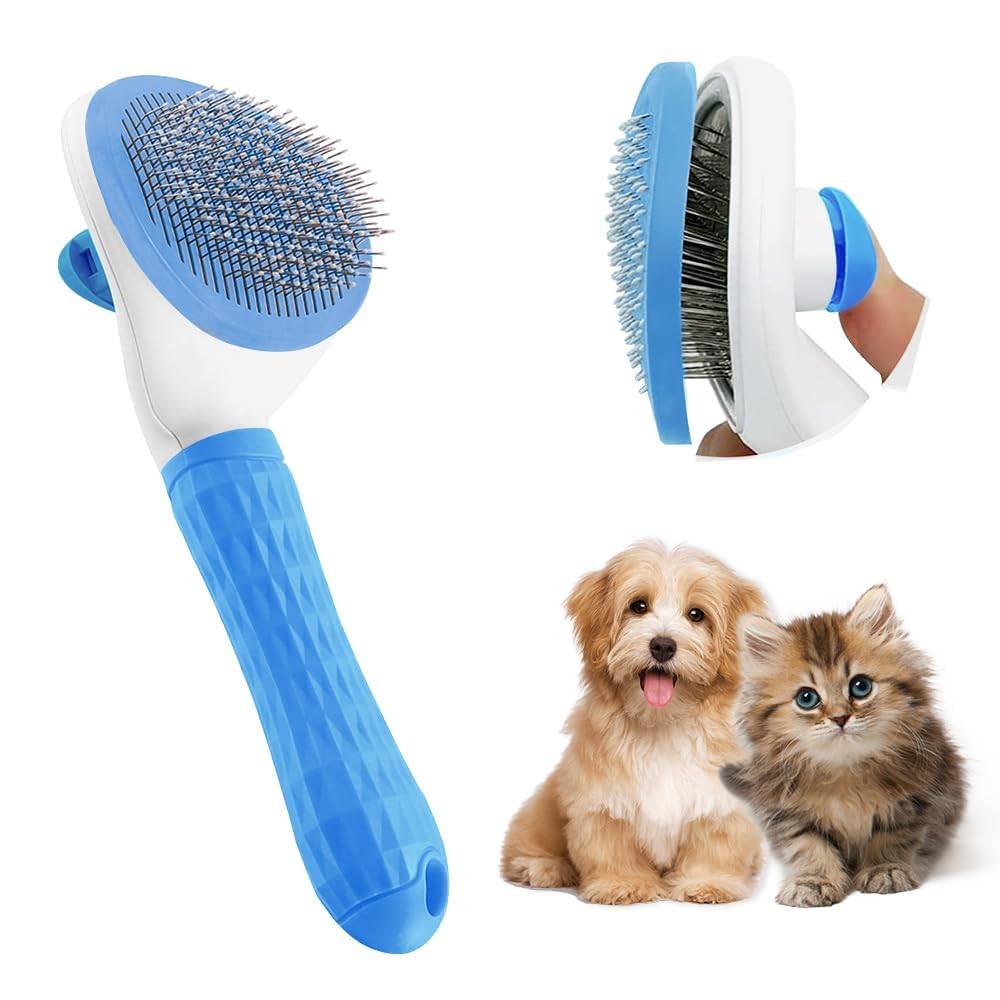Trivyom Pet Grooming Comb With One Touch/Self Cleaning Cat Dog Slicker Brushes/Pet Grooming Brushes/Dog Cat Shedding Brushes/Gre