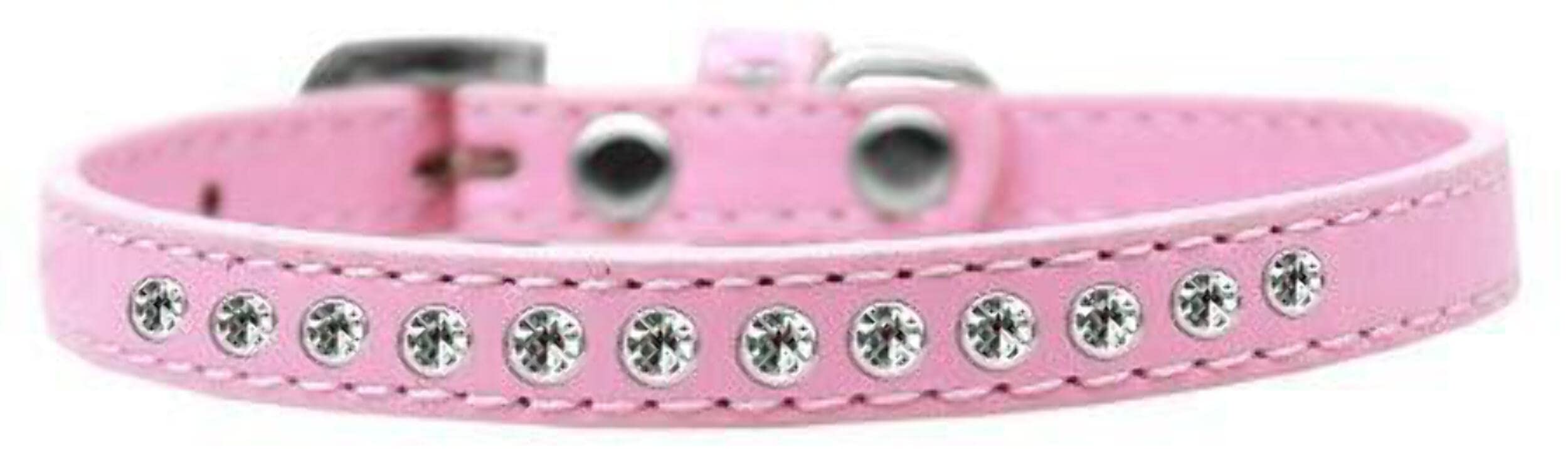 Mirage Pet Products Clear Crystal Puppy Dog Collar, Size 14, Red