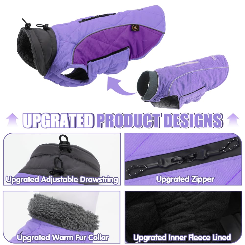 Emust Dog Winter Coats, Windproof Dog Jackets For Cold Weather With Lofty Collar, Reflective Puppy Clothes For Small Dog Clothes