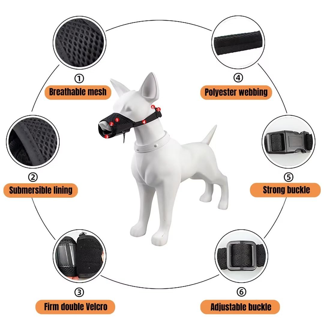 Lxnoap Black Quick Muzzle For Small Dogs Mouth Cover Adjustable Drinkable Comfortable Breathable For Biting Barking Chewing Size S