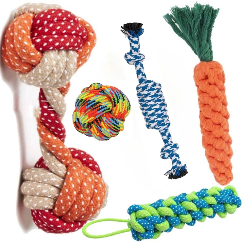 Dog Trust Dog Toys  Pack Of 5 | Rope Chew Toys For Dogs | Strong Rope, Ball & Tug For Teething & Training | Puppy Teething Toys