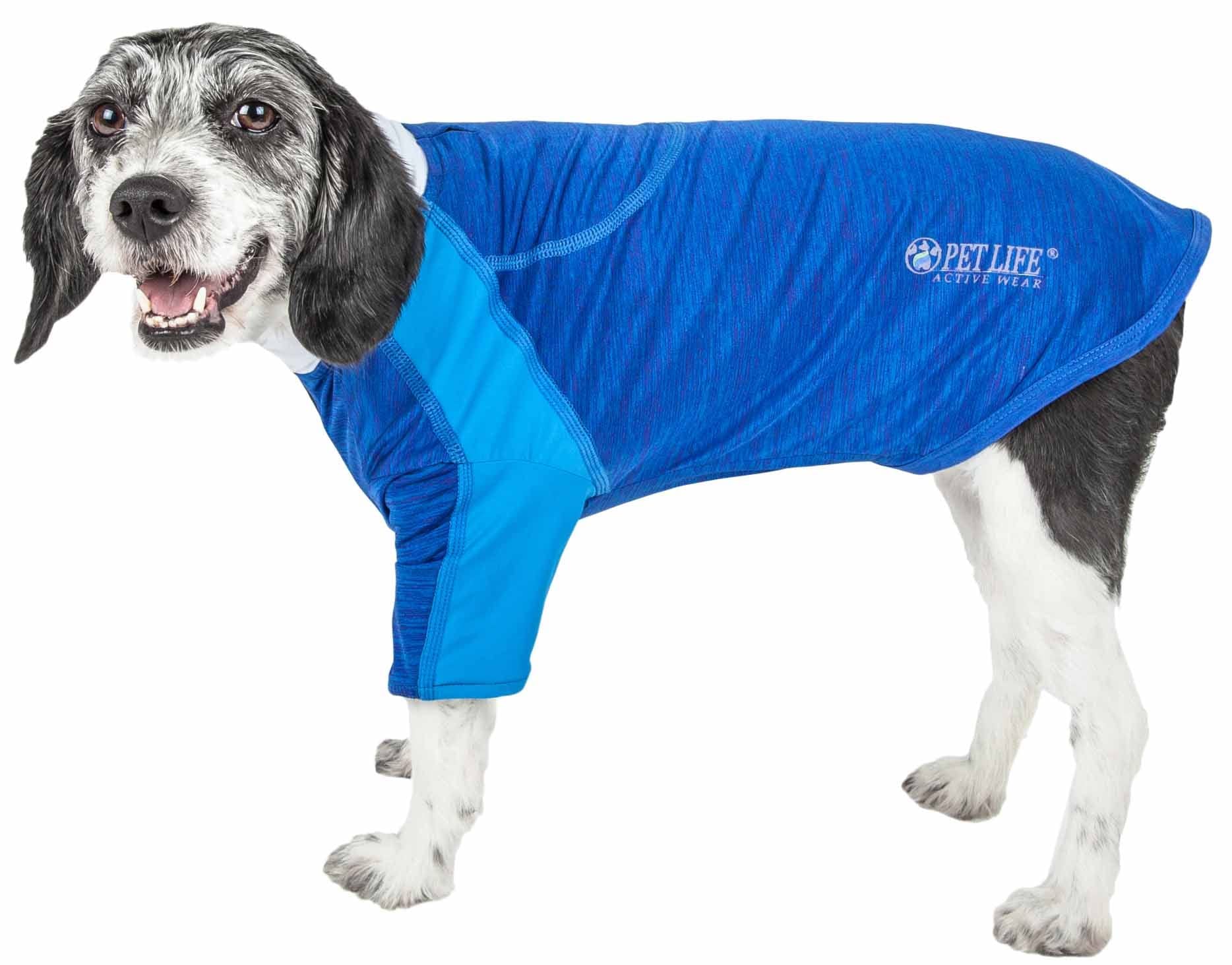 Pet Life Active 'Chewitt Wagassy' 4-Way Stretch Performance Long Sleeve Dog T-Shirt(D0102H70Z4G.)
