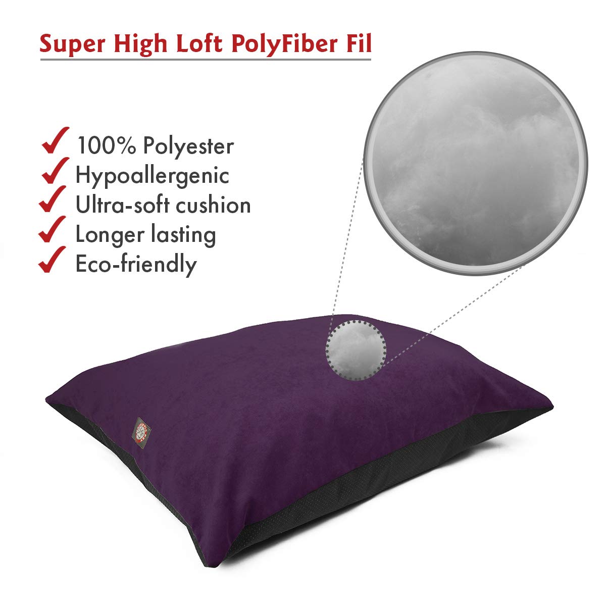Majestic Pet Rectangle Dog Bed Washable Non Slip Comfy Crate Bed Large Breed 46 X 35 Inch Villa Aubergine