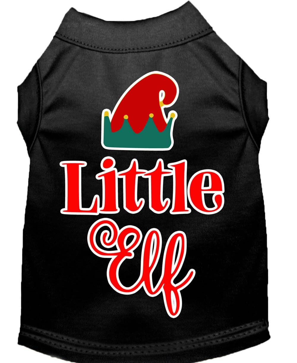 Christmas Pet Dog & Cat Shirt Screen Printed, "Little Elf" Red 2XL (20-25 lbs.)