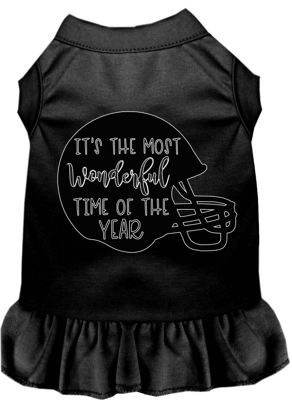 Pet Dog & Cat Dress Screen Printed, "Most Wonderful Time of the Year (Football)" Baby Blue LG (10-14 lbs.)