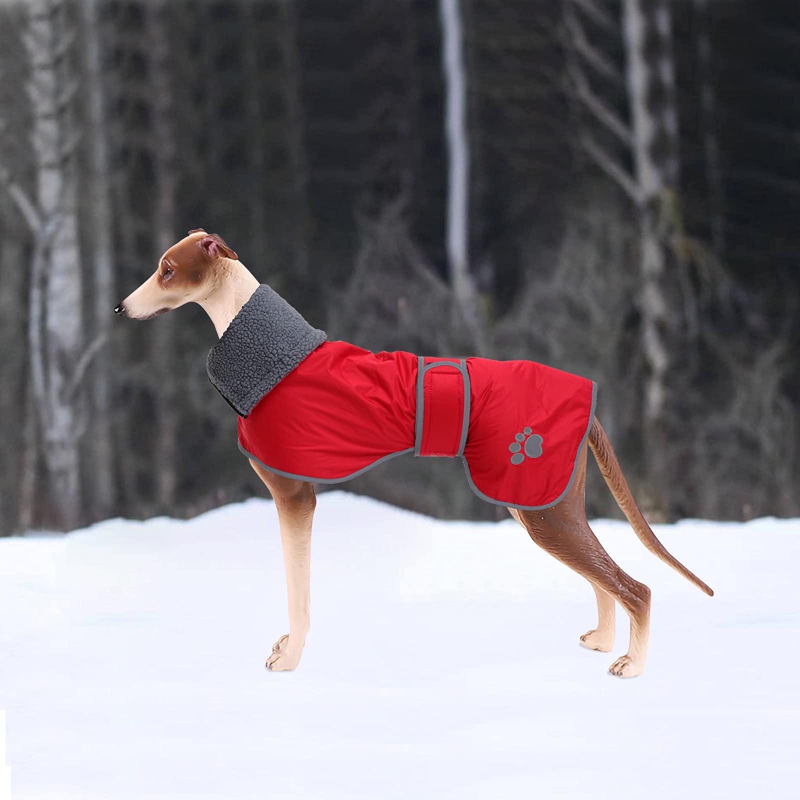 Dog Winter Coat Geyecete Greyhound Raincoat Fabric With Lamb Velvet Inside Outdoor Dog Apparel With Adjustable Bands For Medium,