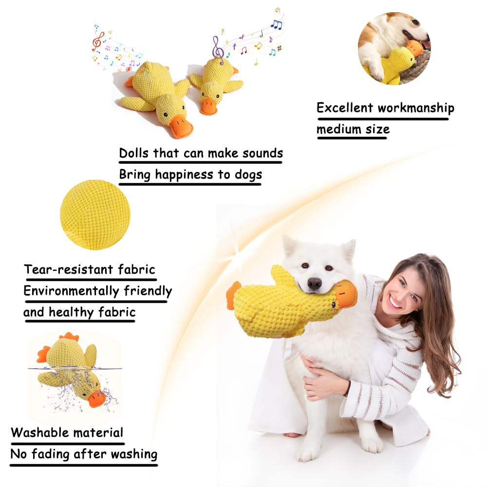 Quack-Quack Calming Duck Dog Toy, Emotional Support Plush For Dogs, Indestructible Chew Toy For Aggressive Chewers, Soft Squeaky