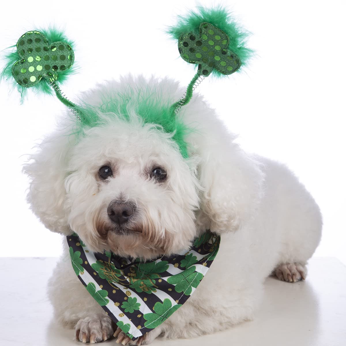 Coomour Dog St. Patrick'S Day Costume Pet Clover Headband And Puppy St. Patrick'S Day Bandanas Cat Classic Plaid Accessories (Green01)