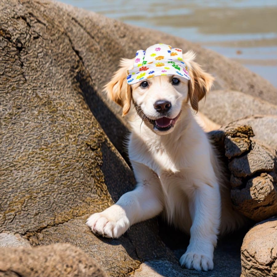 Pet Show Dog Baseball Cap Dog Paw Print Peaked Cap Pet Sun Hats With Ear Holes Sport Hat For Medium Large Doggies Adjustable Dra