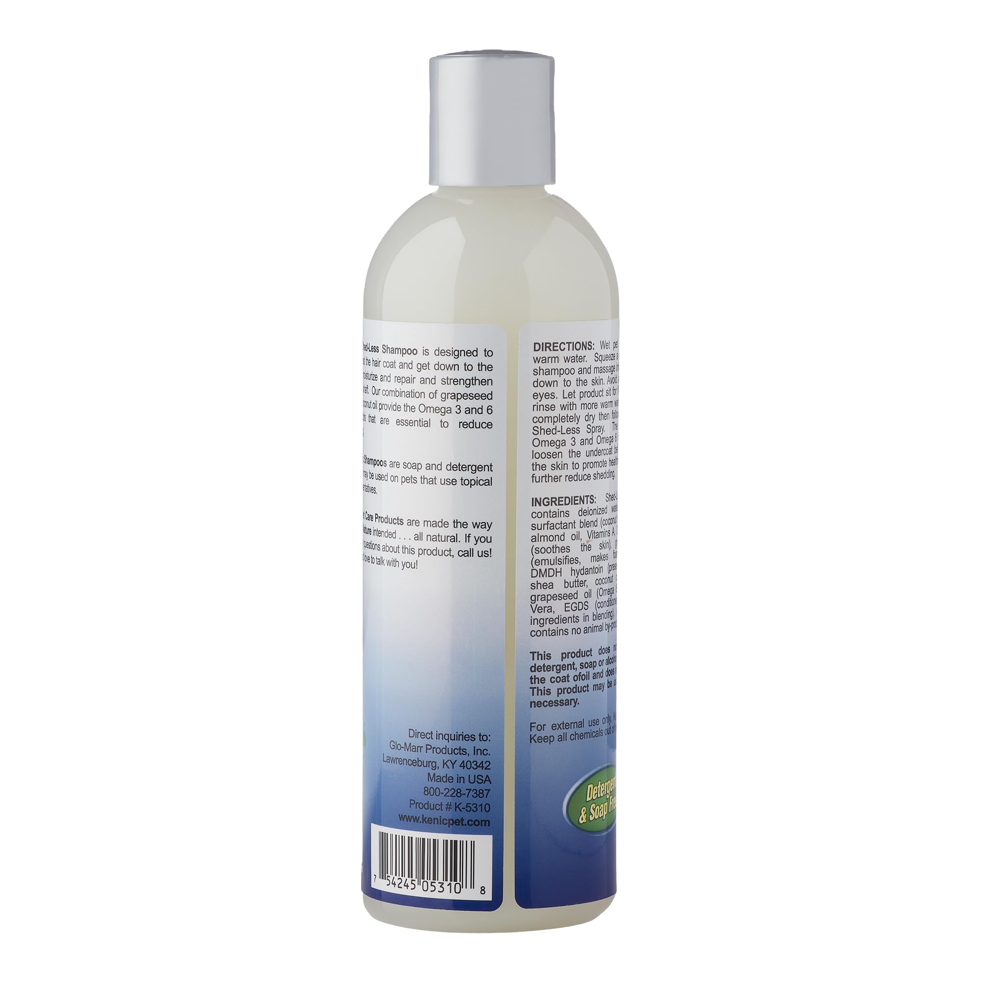 Kenic De-Shedding Dog Shampoo - Reduces Shedding with Omega-3, Omega-6, Vitamin E & B5, Gentle Conditioning Coat-Care Formula, M