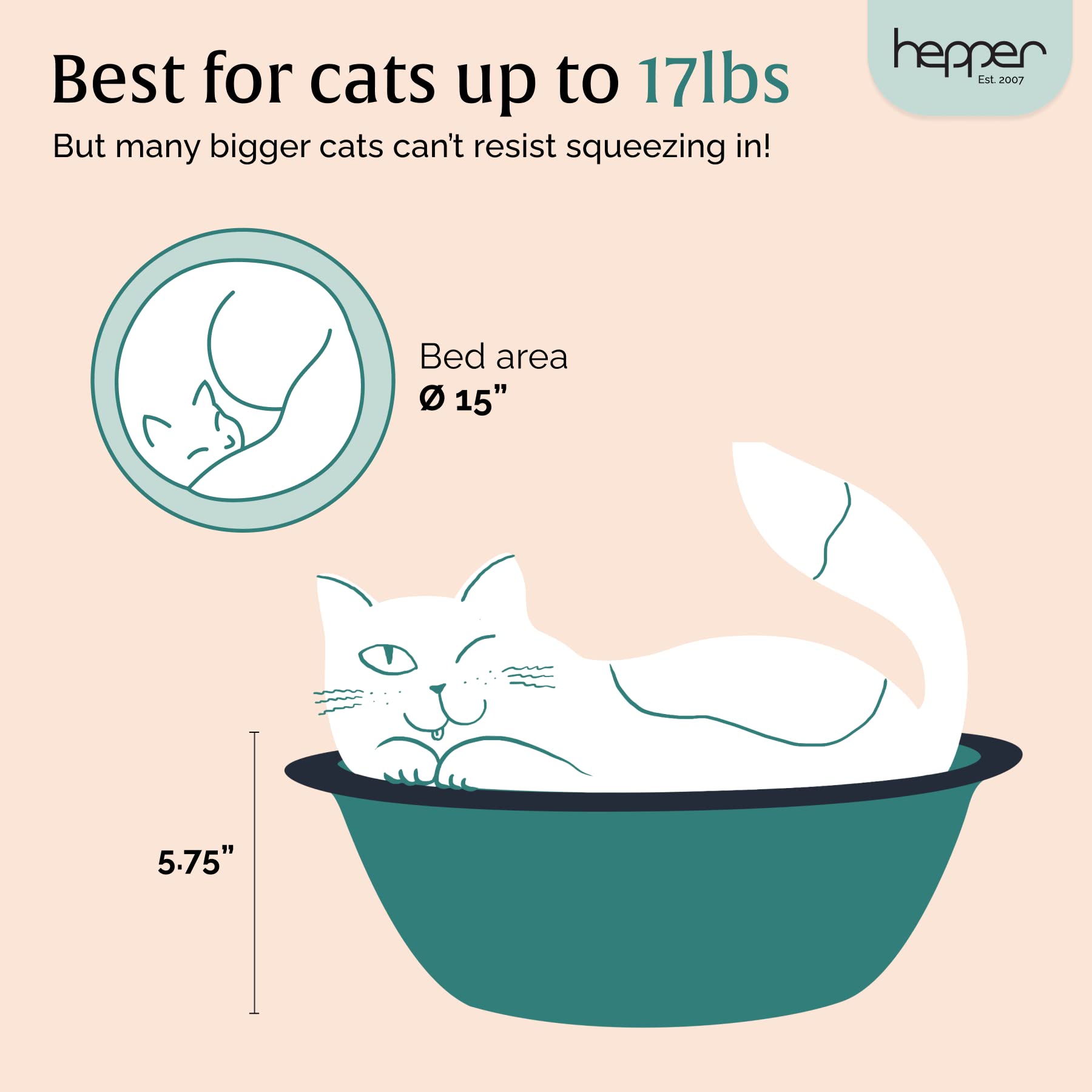 Hepper Cat Nest - Washable Round Cat Bed with Fleece Liner - Small Indoor Cat Bed - Grey/Pink