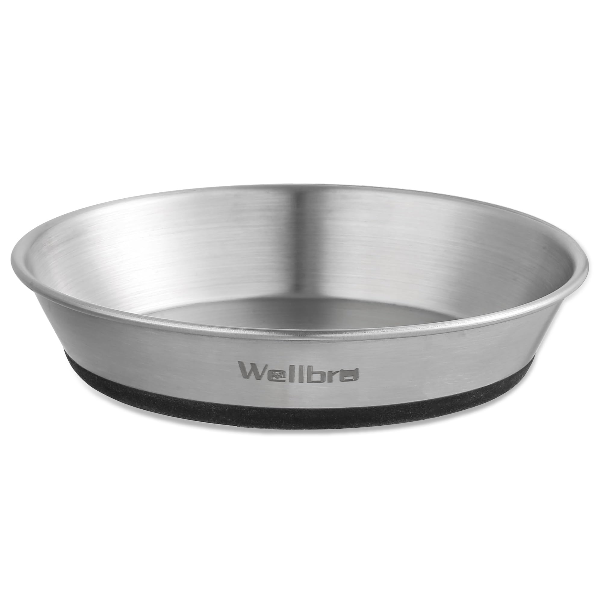 Wellbro Cat Bowls, Stainless Steel Cat Bowls for Food and Water, Whisker Fatigue Shallow Non-Slip Dishes Plates for Small Dog Pu