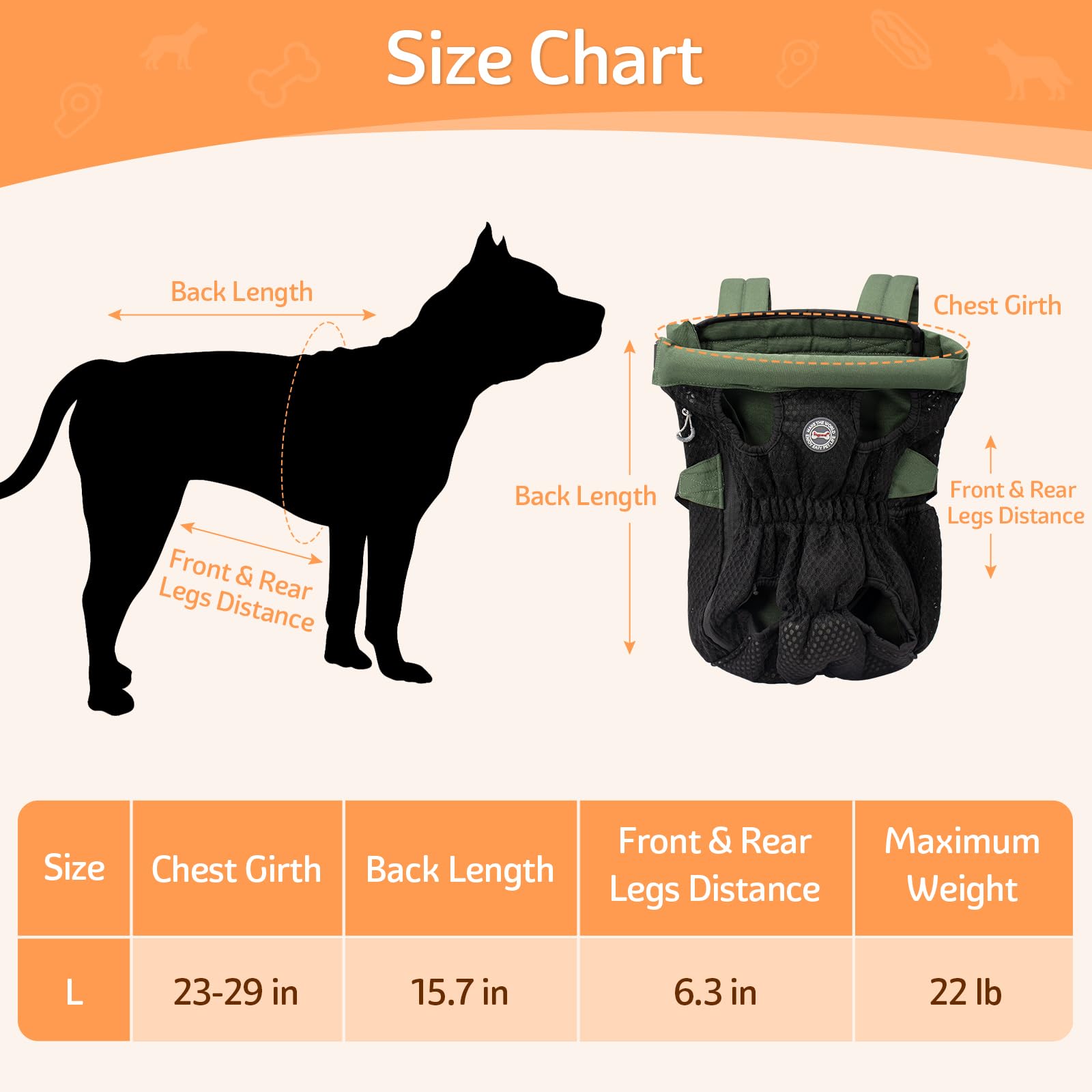 Dog Carrier Backpack, Pet Front Carrier Backpack Legs Out Dog Chest Carrier for Small Medium Dogs, Hands-Free Cat Backpack Carri