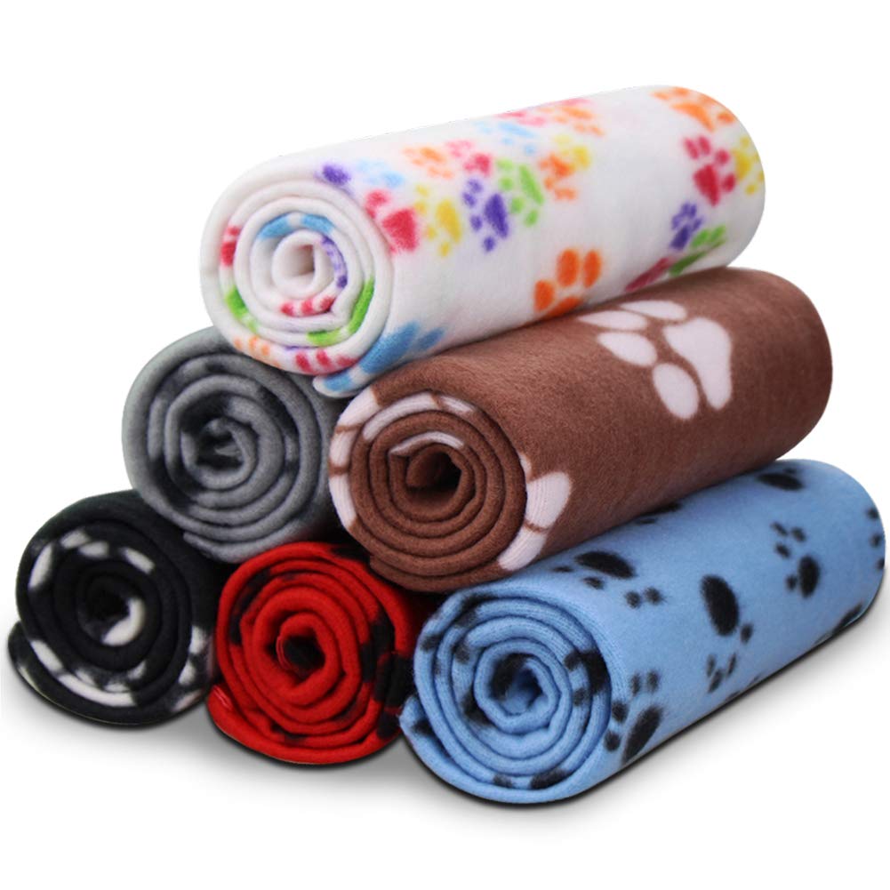 Comsmart Warm Paw Print Blanket/Bed Cover For Dogs And Cats, 6 Pack Of 24X28 Inches