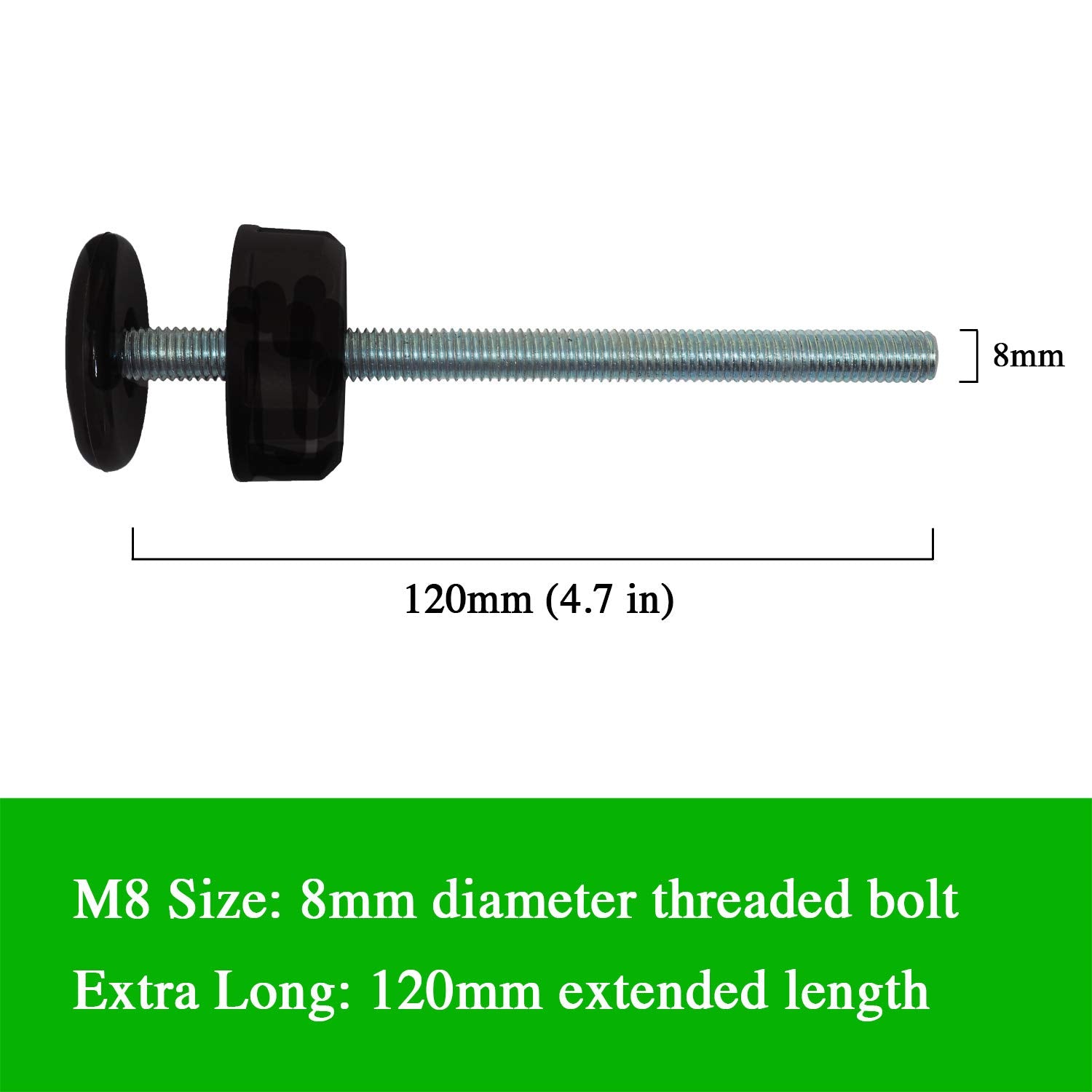 Baby Gate Guru Extra Long M8 (8Mm) Spindle Rods For Pressure Mounted Baby And Pet Safety Gates 4 Pack Replacement Set (8Mm, Black)