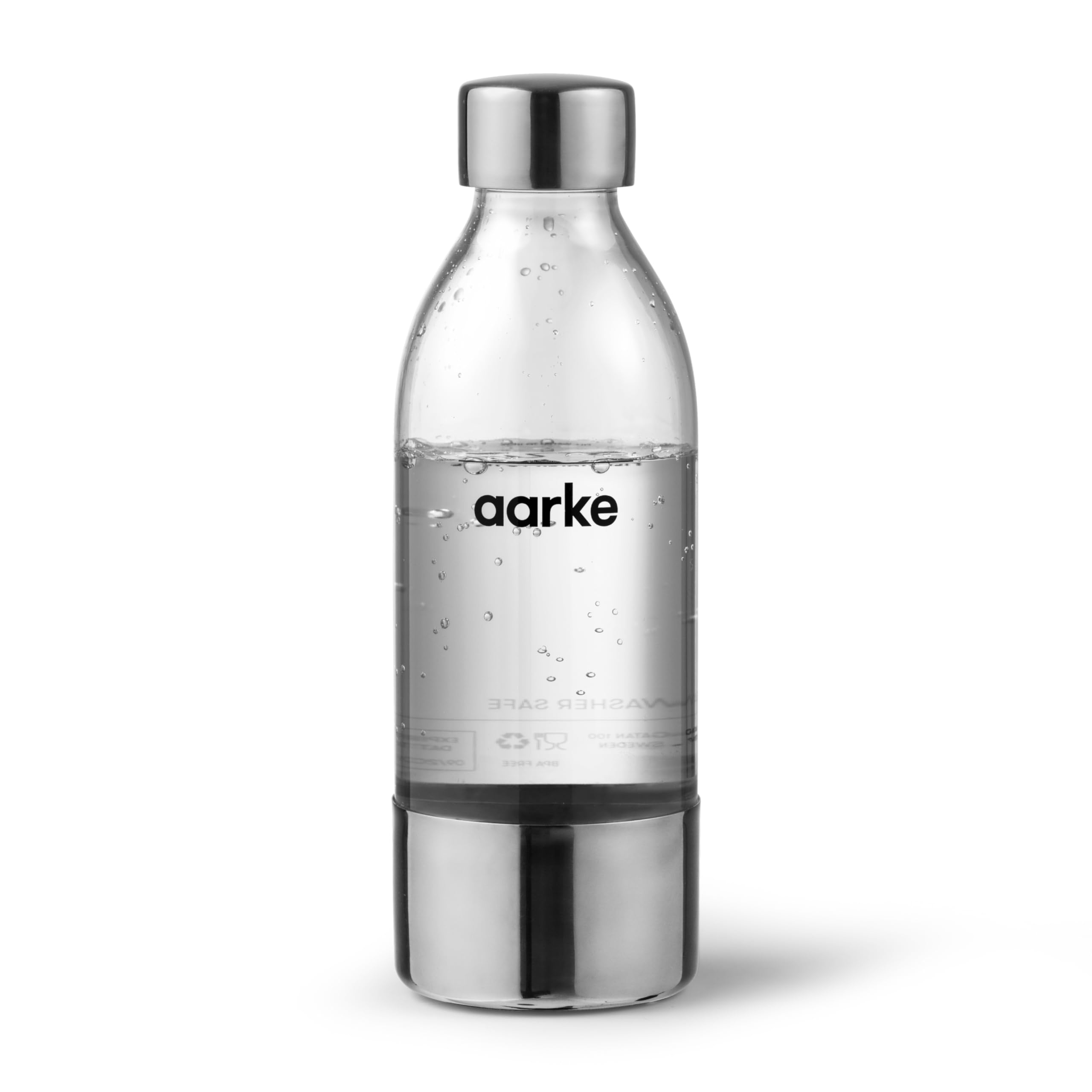 Aarke Pack Of 2 Small Pet Bottles For Carbonator 3, Bpa-Free With Stainless Steel Details, 450 Ml