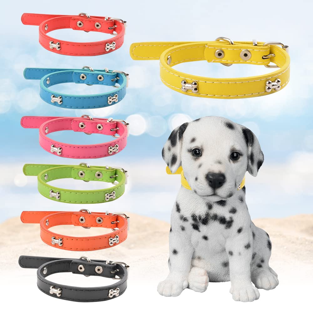 Puppy Id Collars, Soft Leather Dog Collar,14 Colors Pu Leather Adjustable Dog Cat Collars For Dog Small Large Cat Collars Newbor