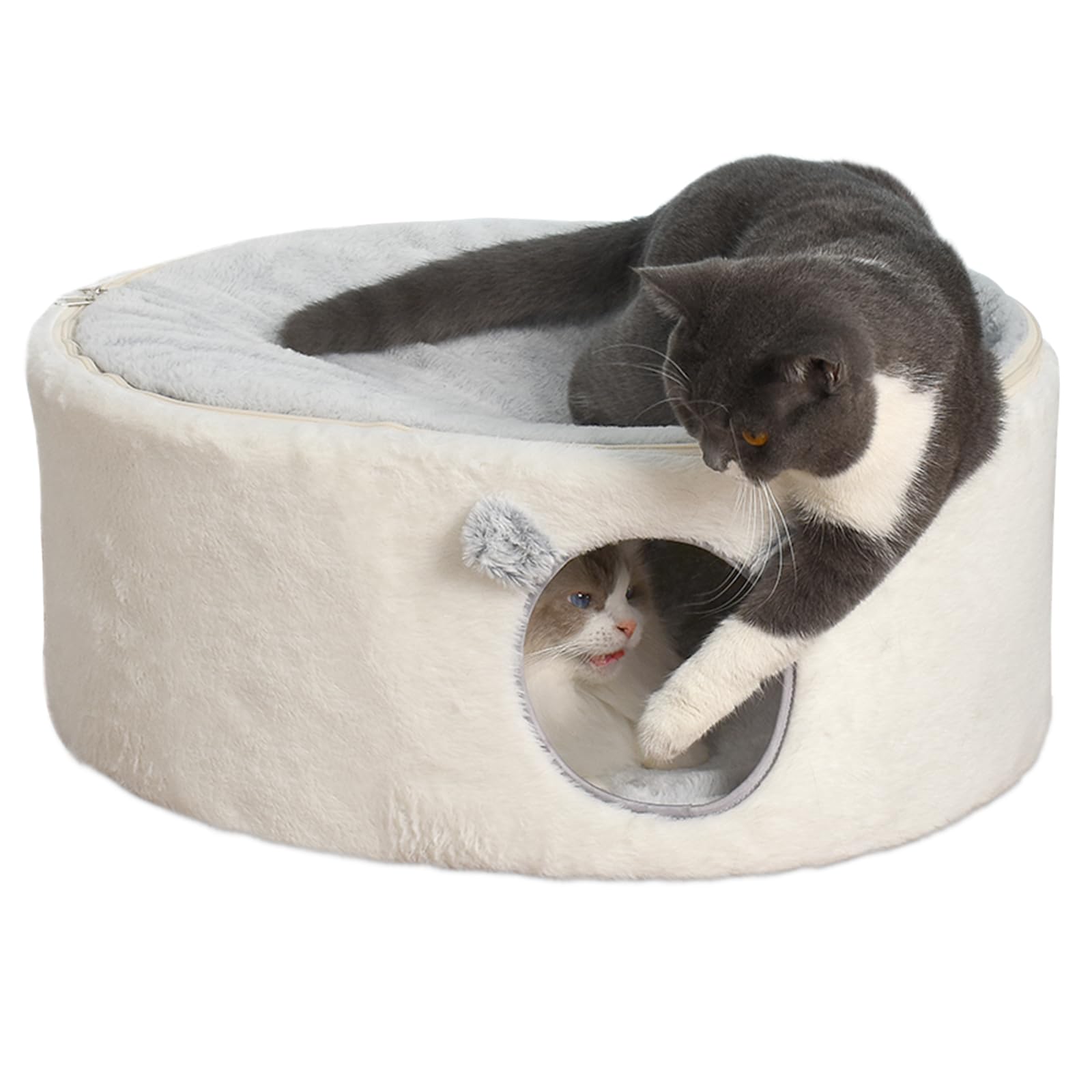 Sunhoo Elevated Cat Beds For Indoor Cats Enclosed House Hideaway Raised Kitty Hammock Large With Washable Cover Kitten Cave Pet 