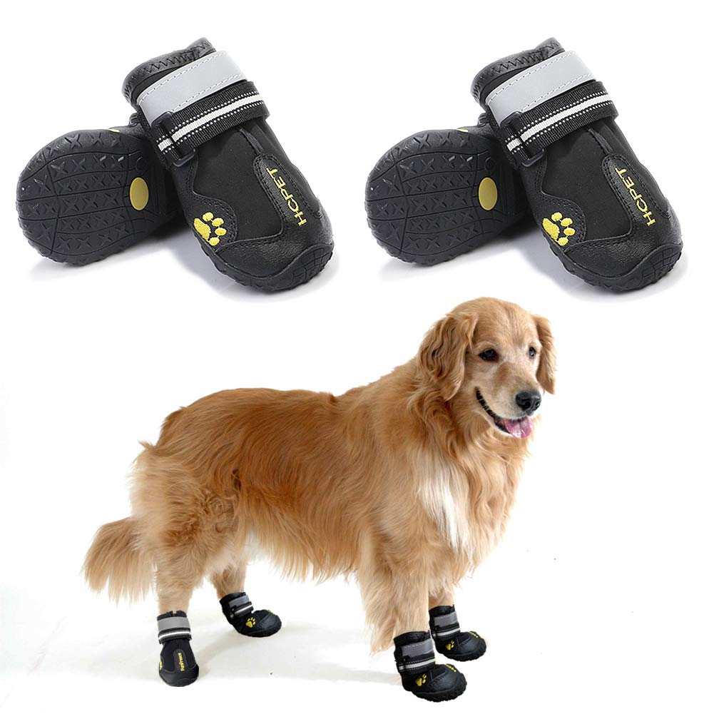 Teamoo Dog Snow Boots for Winter Durable Waterproof Anti-Slip Dog Booties for Winter Dog Shoes for Medium Large Size Dogs with A
