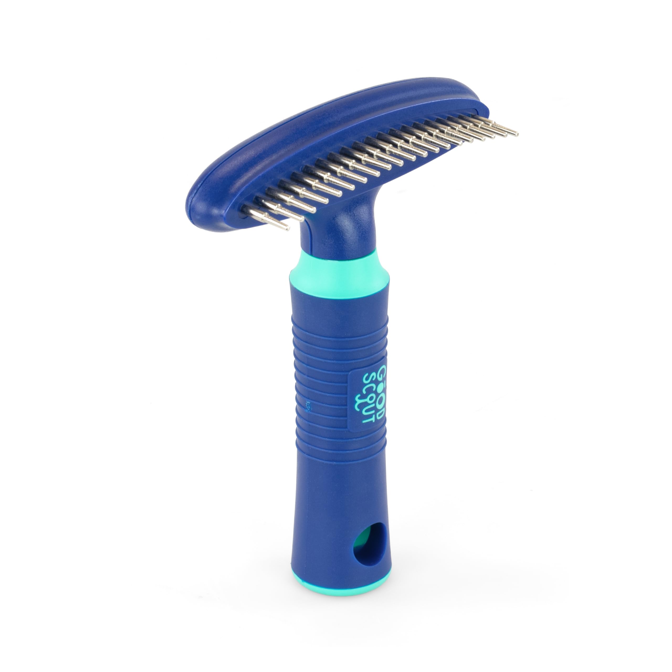 Good Scout Pet Hair Rake With Single Row Rotating Pins, Best Deshedding Tool For Dogs & Cats, Gentle, Safe & Effective Grooming 