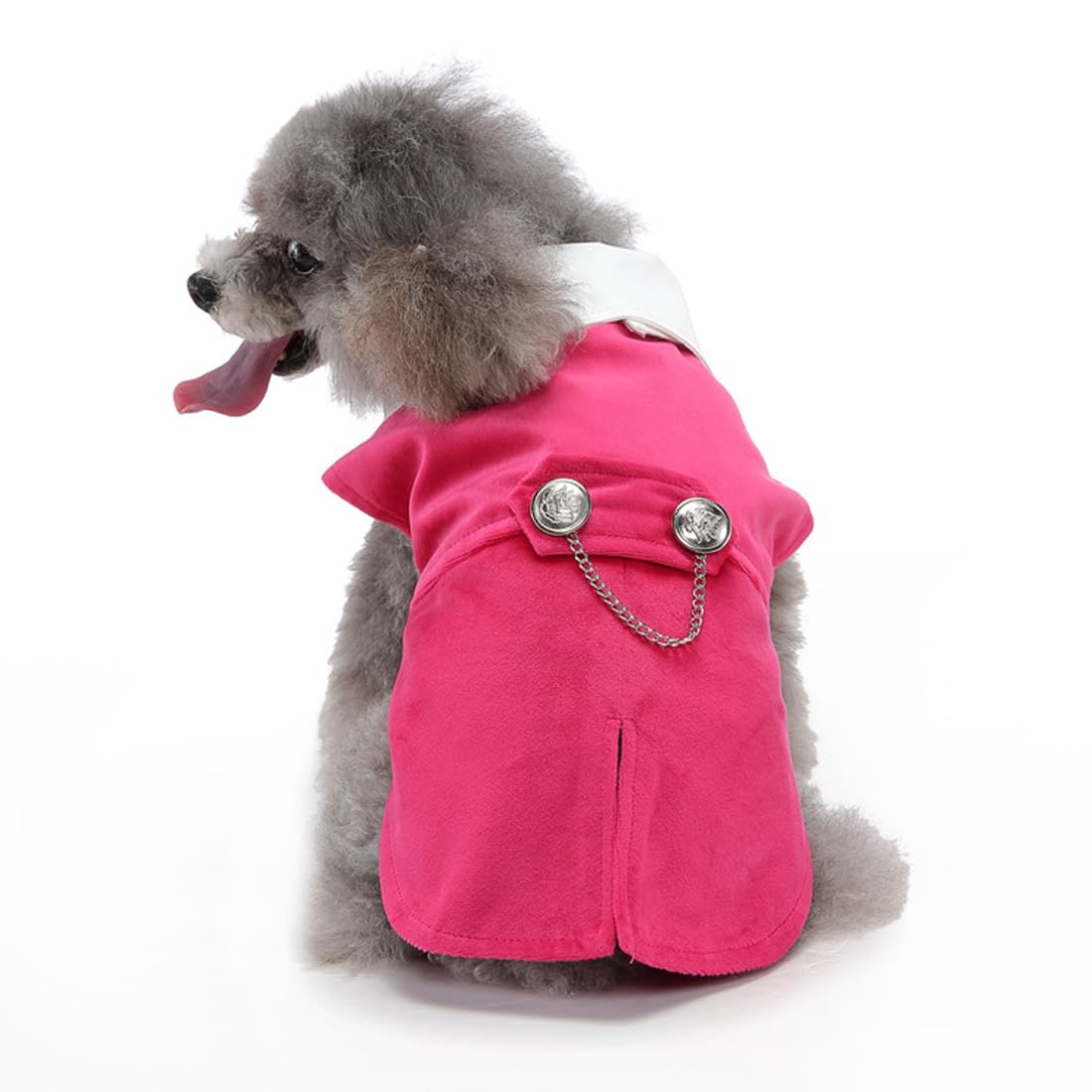 Doteyayp Puppy Velvet Tuxedo With Detachable Bowtie Prom Wedding Formal Wear Prince Costume For Small Dog (Medium, Rose)