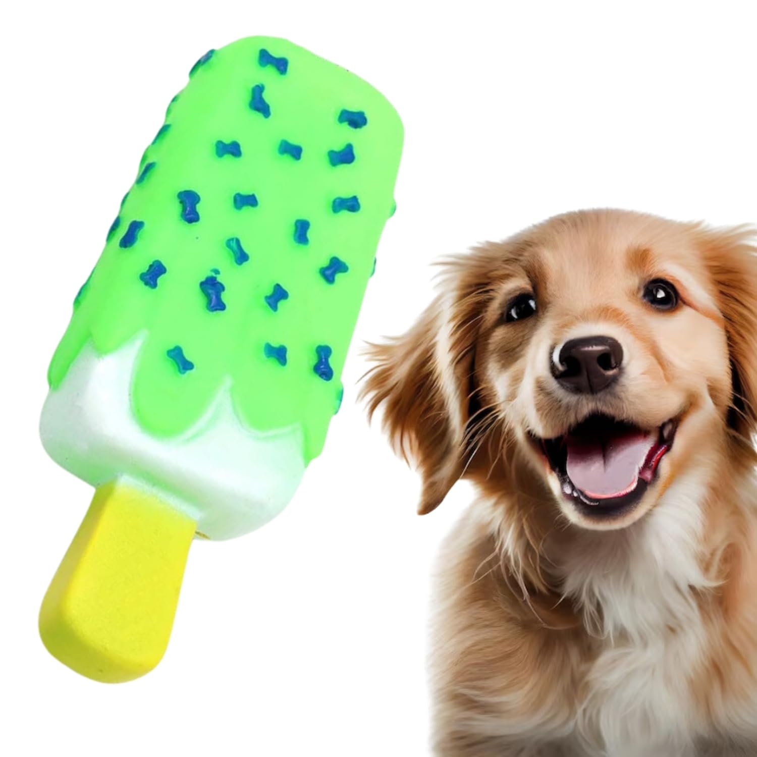 Western Era Ice Cream Bone Print Squeaky Toy Interactive Plush Toy, Unleash Fun In Your Furry Friend, Buddy For Dogs & Cats, Pe