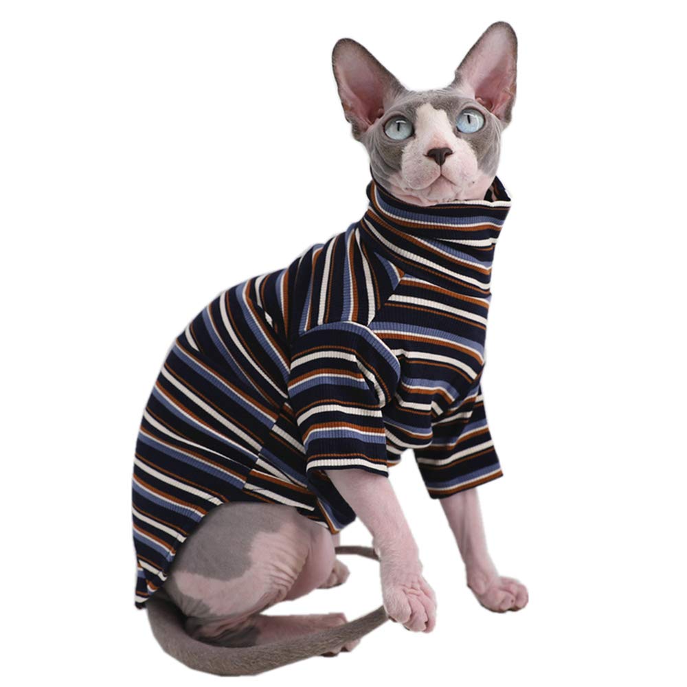 Vintage Stripes Sphynx Hairless Cat Cotton T-Shirts Pet Clothes,Round Collar Vest Kitten Shirts Sleeveless, Cats & Small Dogs Ap