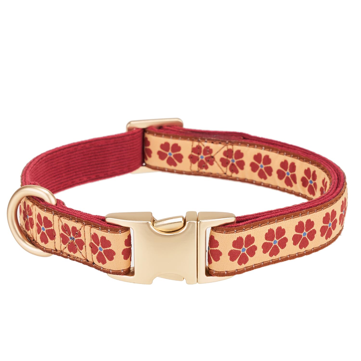 YUDOTE Woven Dog Collar with Metal Buckle Adjustable Jacquard Fall Dog Collars for Small Medium Large Dogs(Brick Red,S)