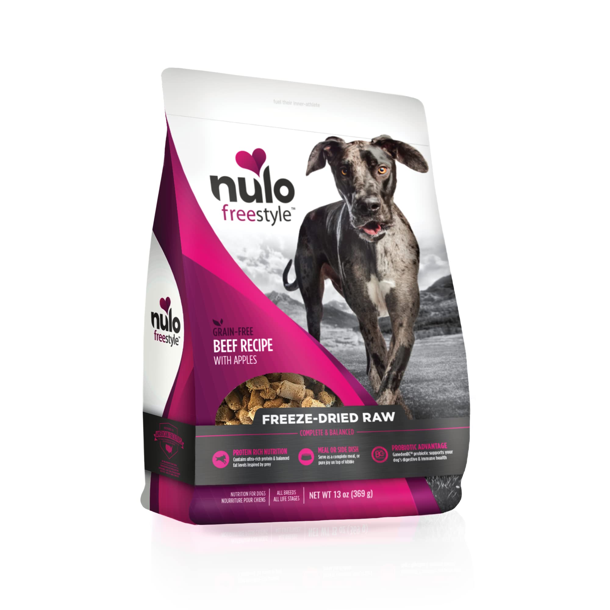 Nulo Freestyle Freeze-Dried Raw, Ultra-Rich Grain-Free Dry Dog Food for All Breeds and Life Stages with BC30 Probiotic for Diges