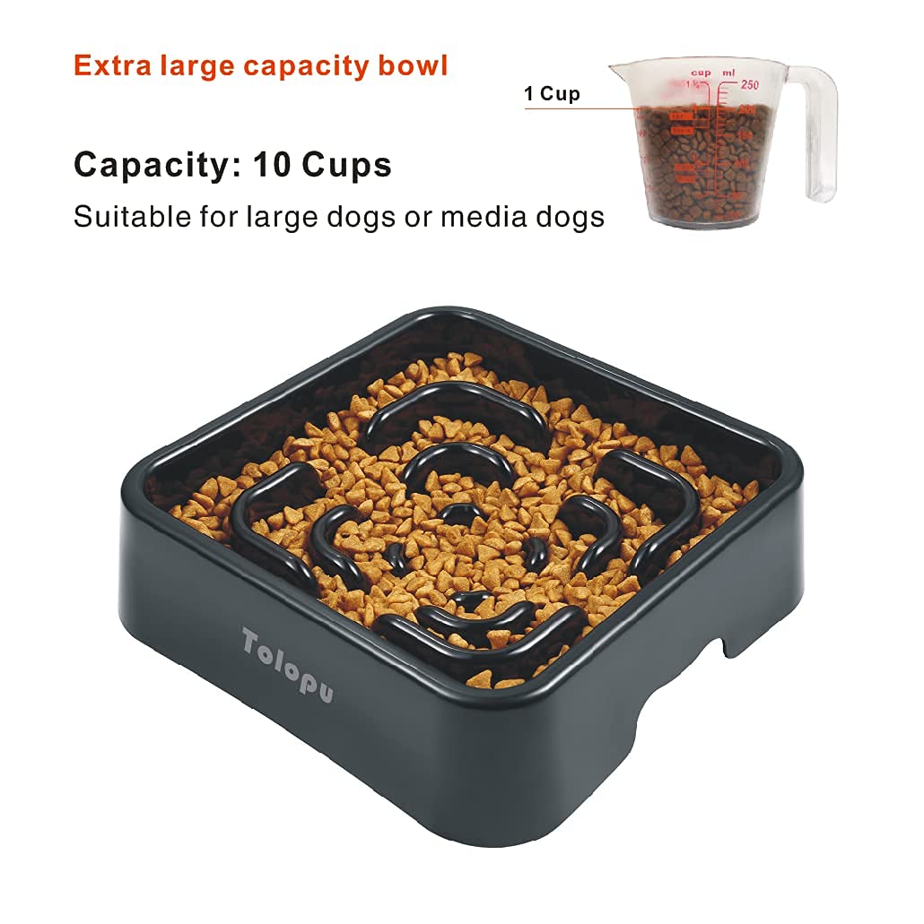 Tolopu Extra-Large Durable ABS Large Slow Feeder Dog Bowls(10 Cups Capacity) Stop Bloat Bowl Anti-Choking &Anti-Gulping & Fun Fe